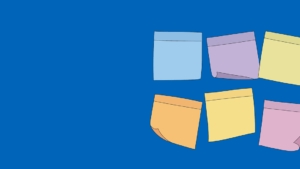 6 colourful post-its