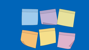 6 colourful post-its